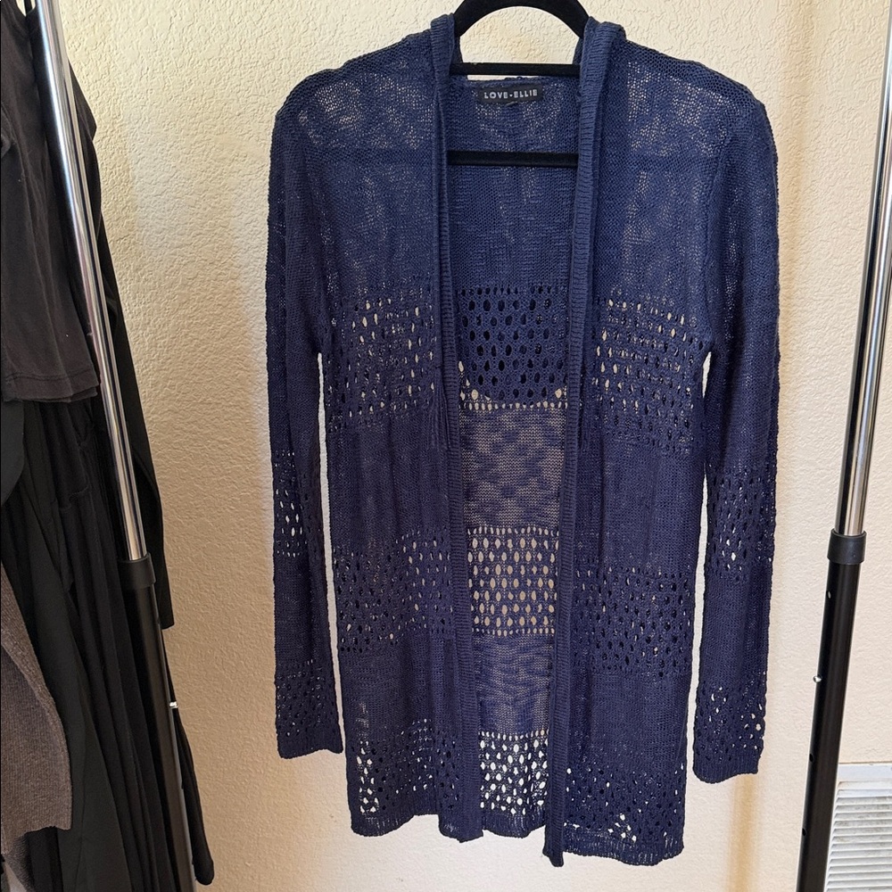 Love Ellie Navy Open Knit Cardigan